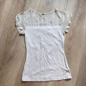 Express cream tee sheer top